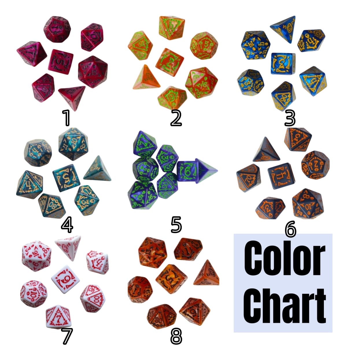 Acrylic Dice Halloween Haunted Polyhedral DnD D&D Dice Set