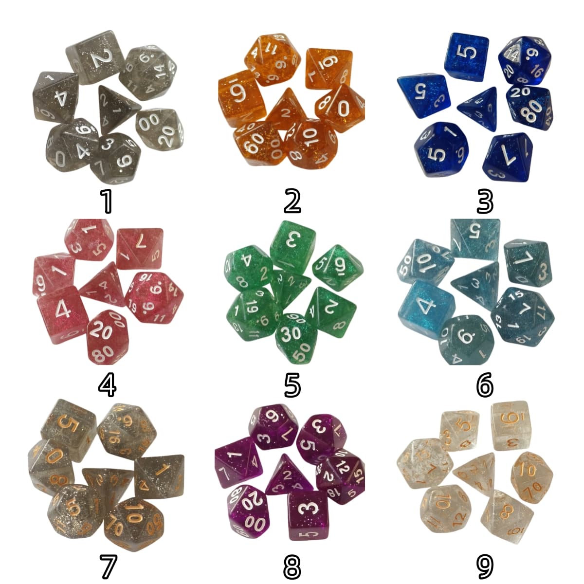 Acrylic Dice Verdant Camo Speckled Polyhedral DnD D&D Dice Set