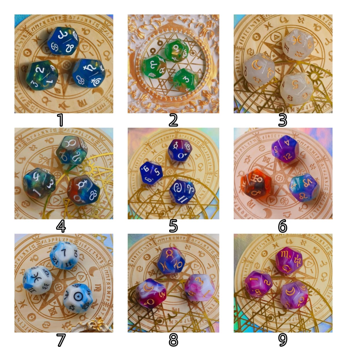 Acrylic Dice D12-Sided Multi-Color Star Constellation Polyhedral DnD D&D Dice Set