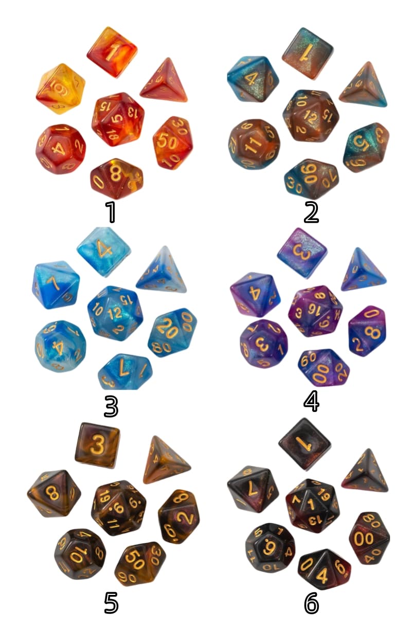 Acrylic Dice New Duo-Shift Chameleon Polyhedral DnD D&D Dice Set
