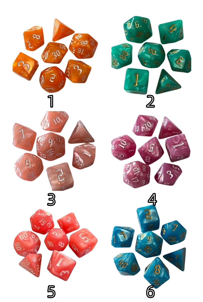 Acrylic Dice Pearlescent Macaron Pastels Polyhedral DnD D&D Dice Set