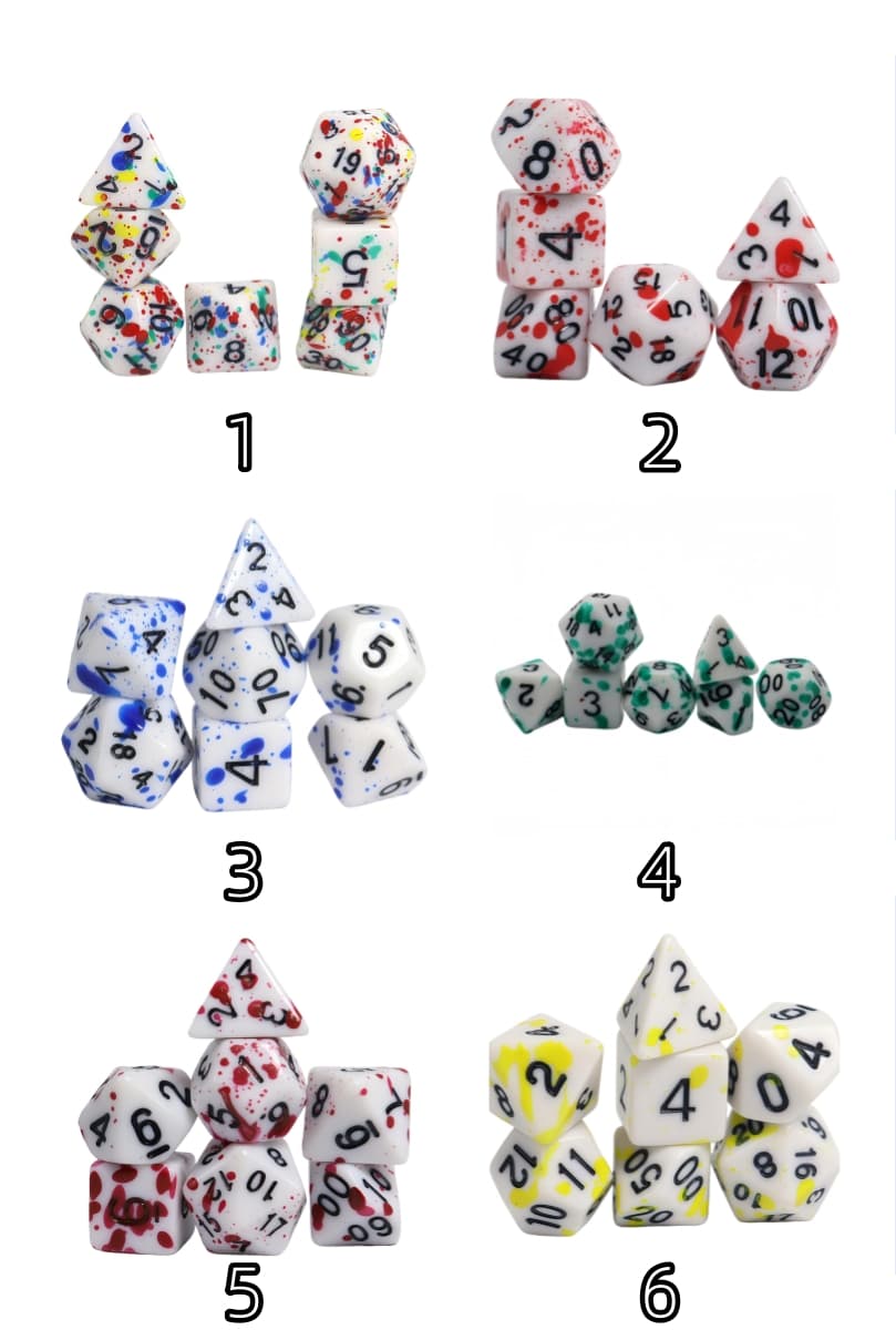 Acrylic Dice Solid Blood Crimson Polyhedral DnD D&D Dice Set