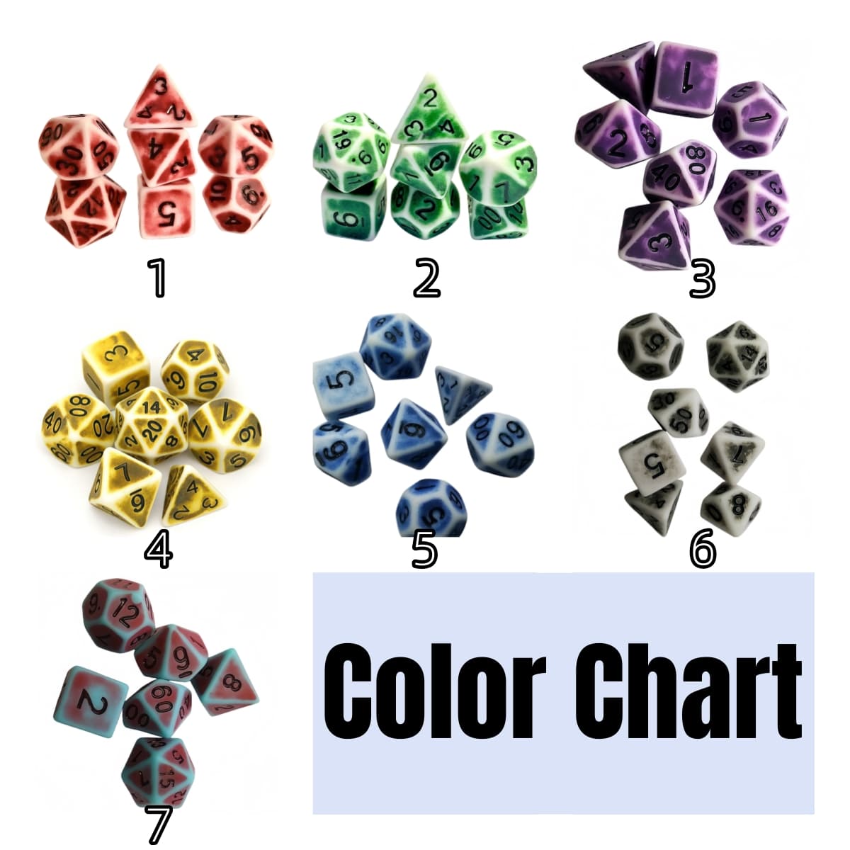 Acrylic Dice Antique Colorful Polyhedral DnD D&D Dice Set