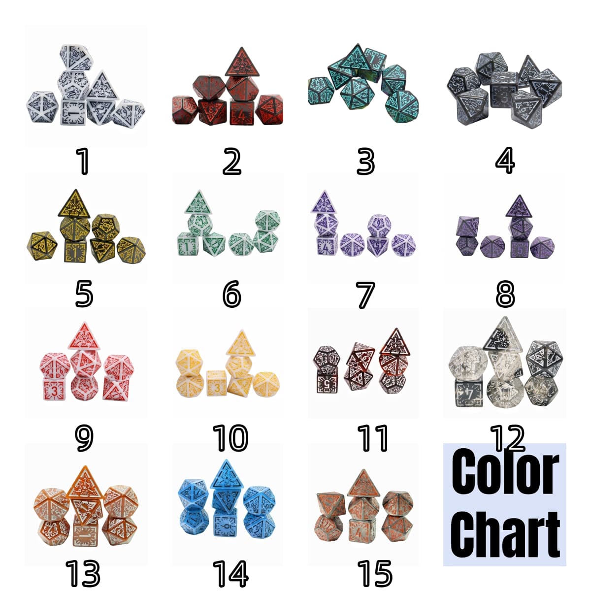 Acrylic Dice Antique Openwork Colorful Polyhedral DnD D&D Dice Set