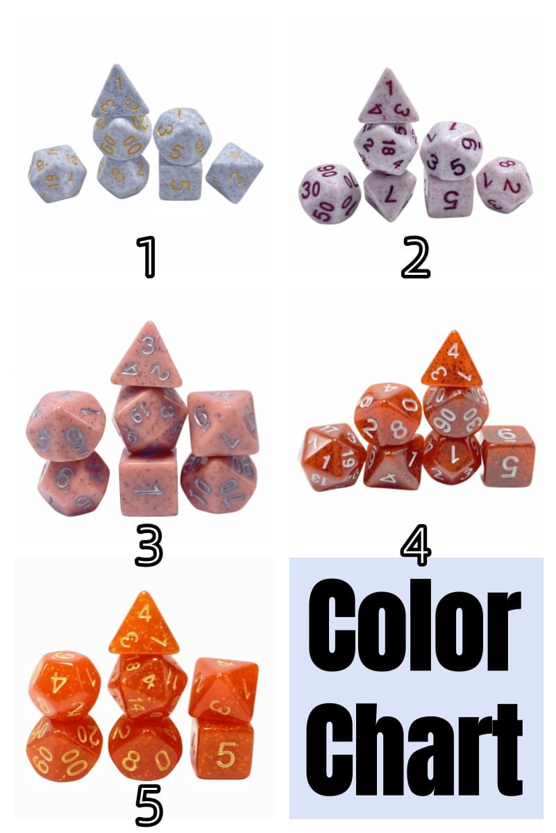 Acrylic Dice Speckled Polyhedral DnD D&D Dice Set