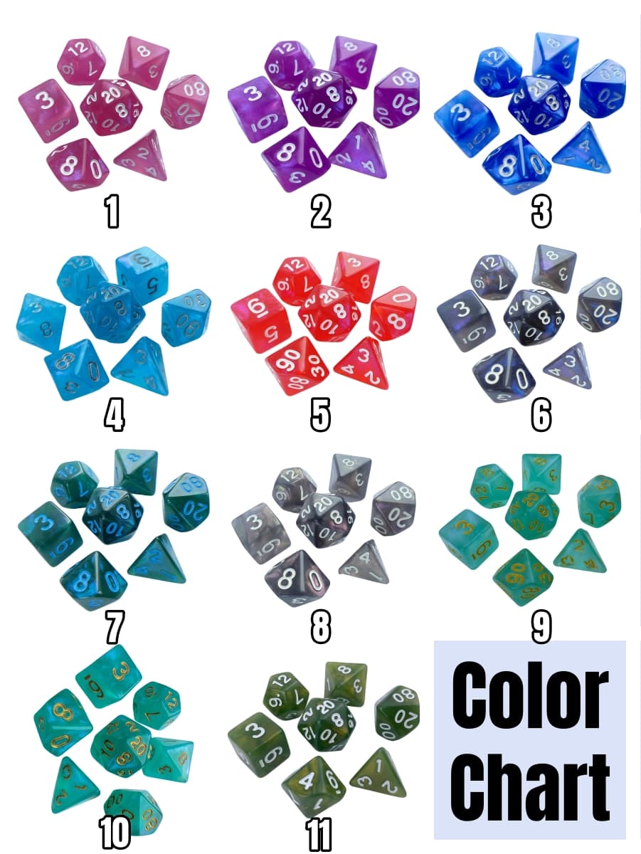 Acrylic Dice Monochrome Vibrant Polyhedral Dice DnD D&D Dice Set