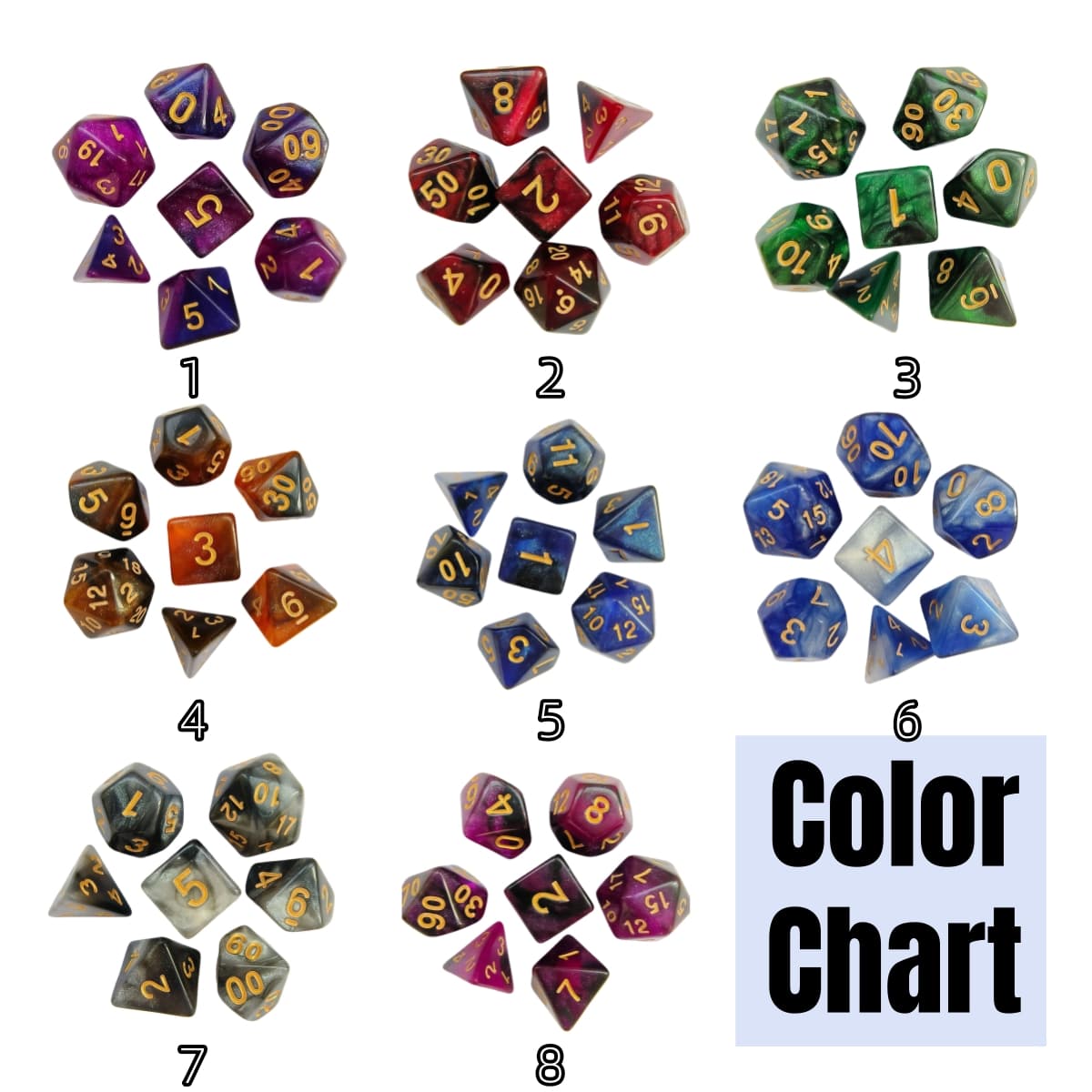 Acrylic Dice Galaxy Duo-Tone Polyhedral DnD D&D Dice Set