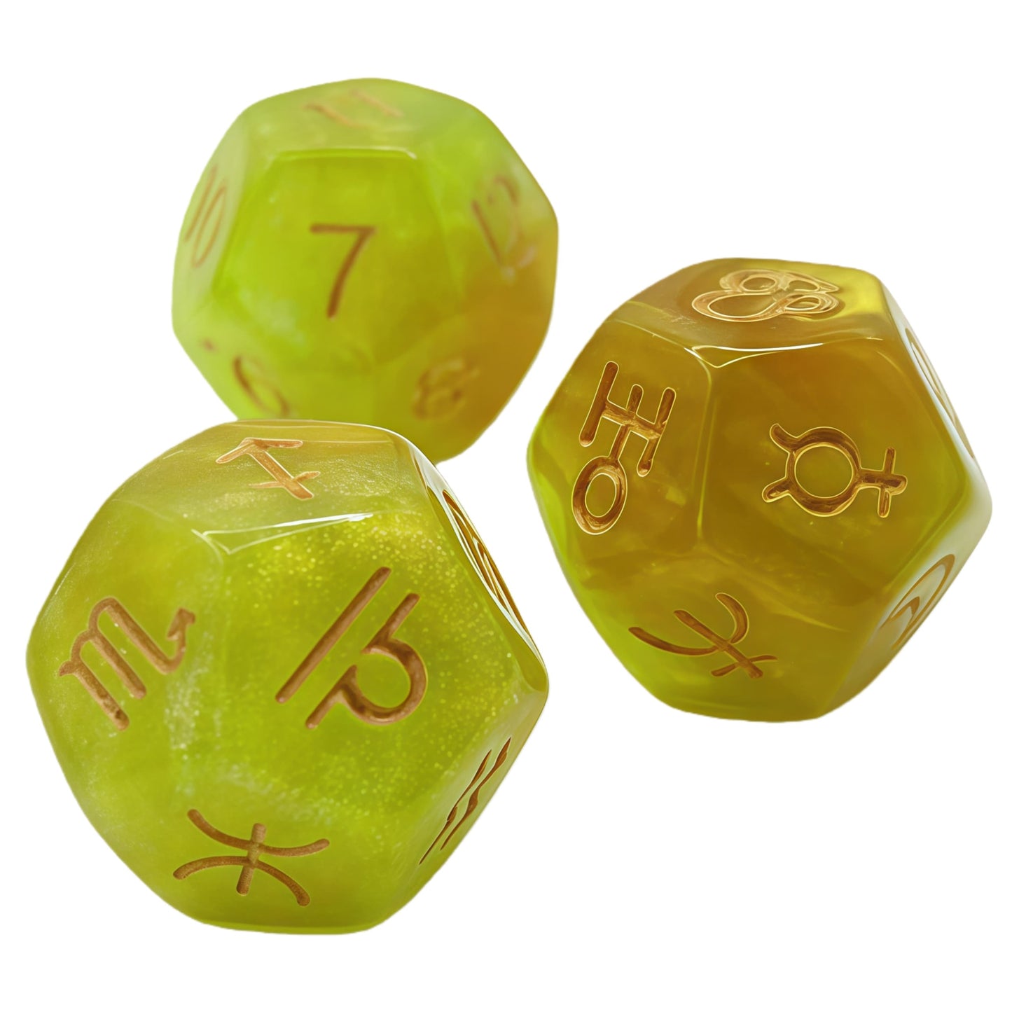 Acrylic Dice 12-Zodiac Polyhedral DnD D&D Dice Set