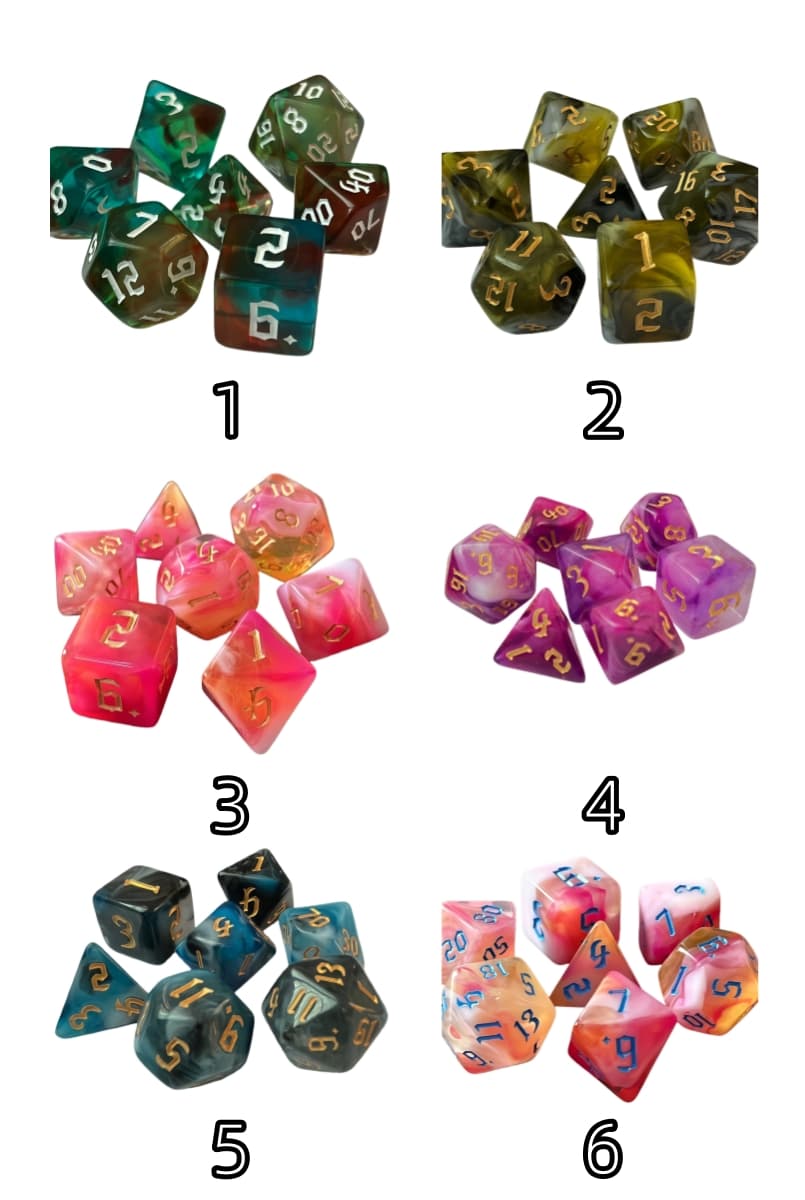 Acrylic Dice New Quad-Tone Polyhedral DnD D&D Dice Set