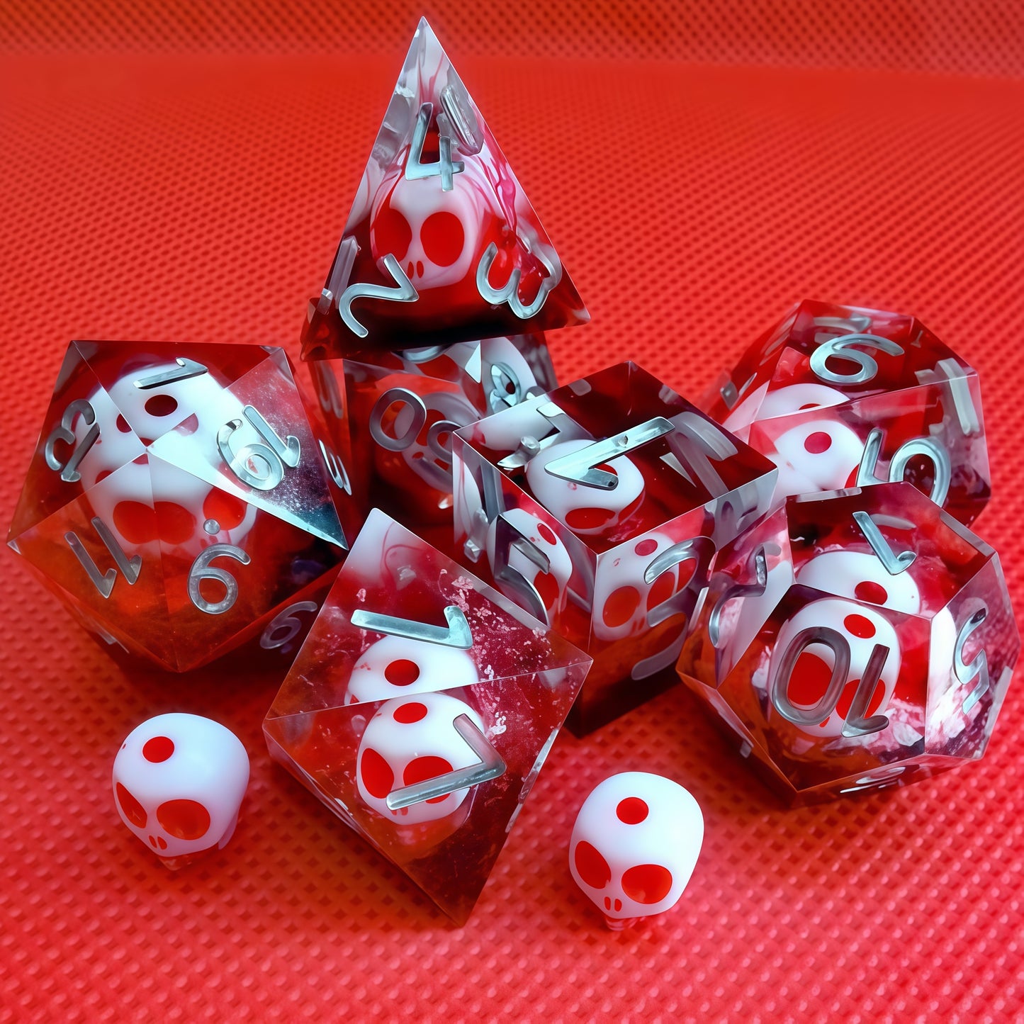 Resin Dice Halloween Skull DnD D&D Dice Set