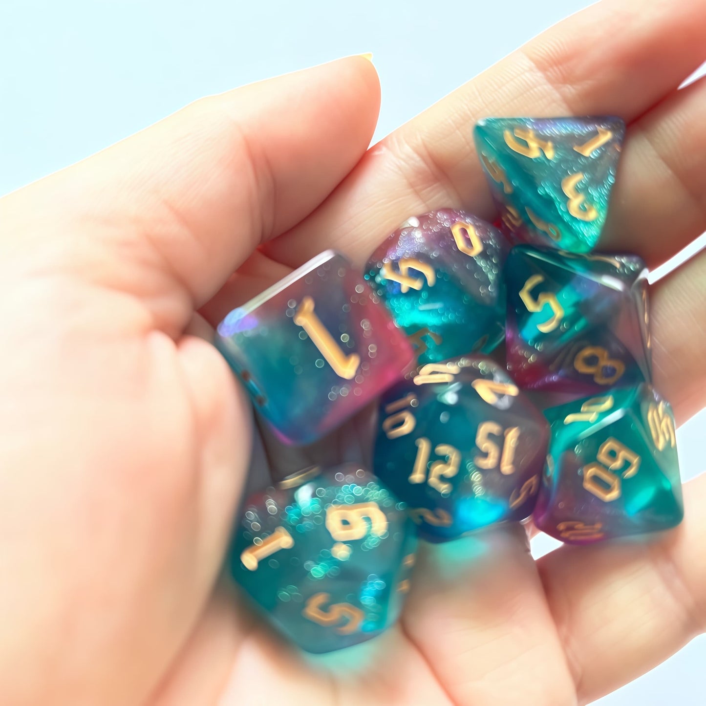 Acrylic Dice New Duo-Shift Chameleon Polyhedral DnD D&D Dice Set