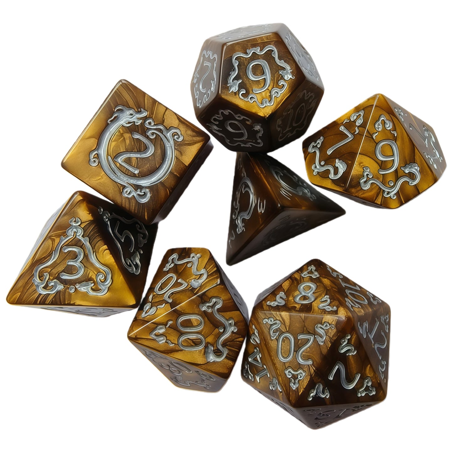 Acrylic Dice Dragon Shadow Scale Duo-Shift Chameleon Polyhedral DnD D&D Dice Set