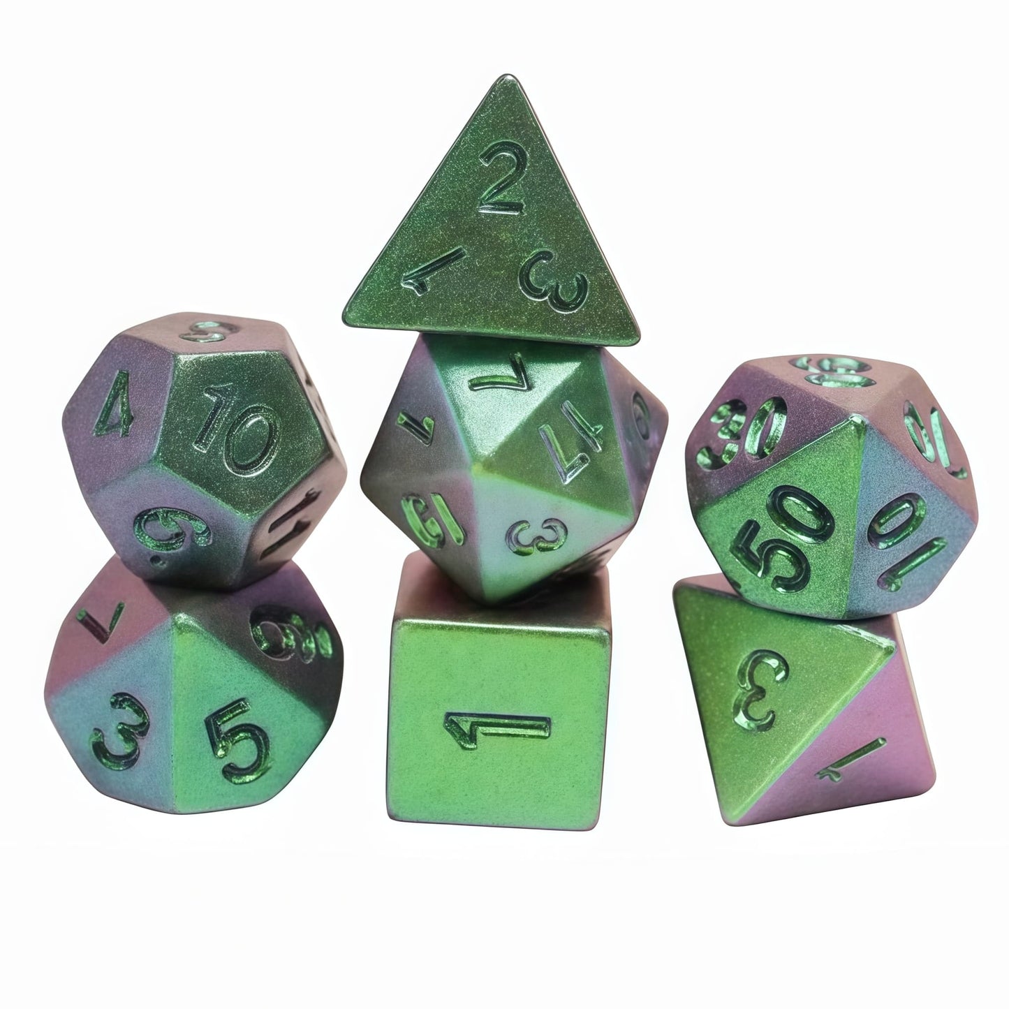 Acrylic Dice ‌Rainbow Electroplated Metallic Polyhedral DnD D&D Dice Set