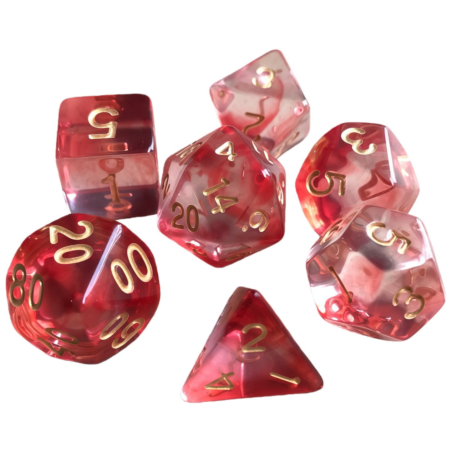 Acrylic Dice New Duo-Tone Crystal Polyhedral DnD D&D Dice Set