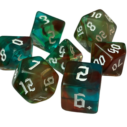 Acrylic Dice New Quad-Tone Polyhedral DnD D&D Dice Set