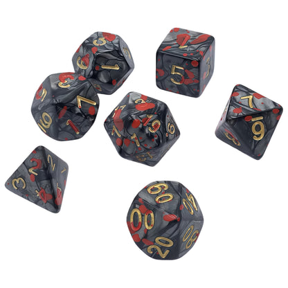 Acrylic Dice Pearl Black Pearl Blood Splatter Polyhedral Pearl Black Pearl Blood Splatter Polyhedral