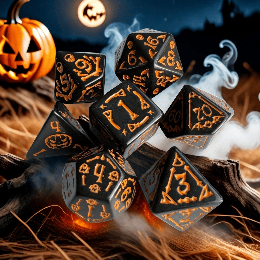 Acrylic Dice Polyhedral Halloween-Themed DnD D&D Dice Set
