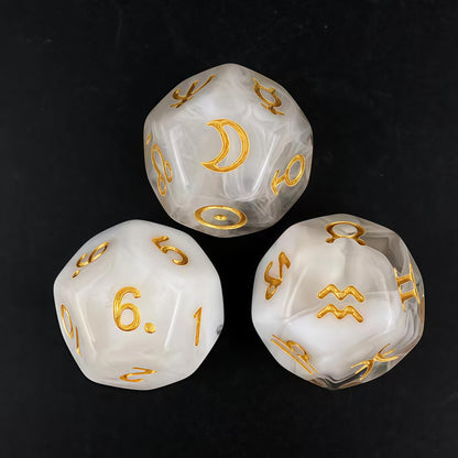 Acrylic Dice ‌12-Zodiac Polyhedral DnD D&D Dice Set