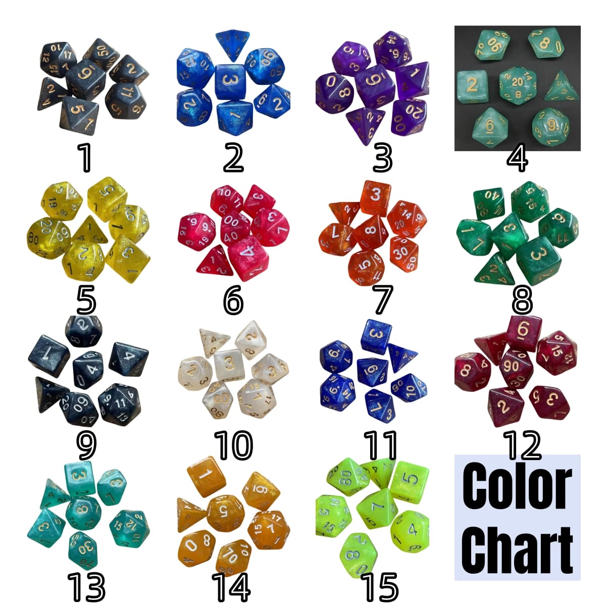 Acrylic Dice ‌Glitter Polyhedral DnD D&D Dice Set