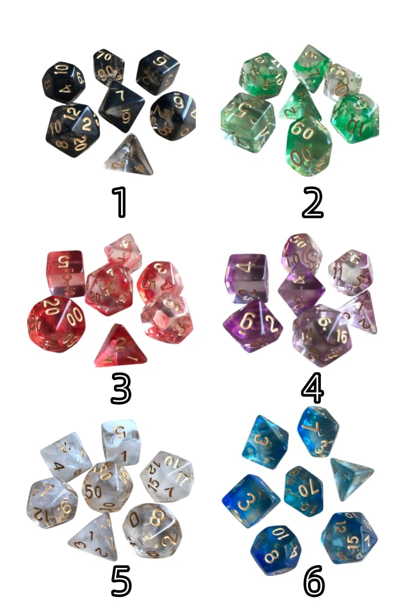 Acrylic Dice New Duo-Tone Crystal Polyhedral DnD D&D Dice Set