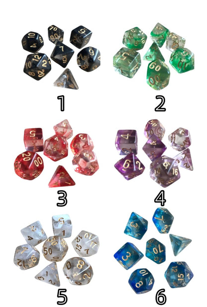 Acrylic Dice New Duo-Tone Crystal Polyhedral DnD D&D Dice Set
