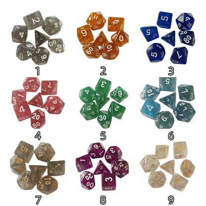 Acrylic Dice Verdant Camo Speckled Polyhedral DnD D&D Dice Set