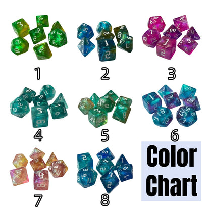Acrylic Dice ‌New Duo-Shift Chameleon Polyhedral DnD D&D Dice Set