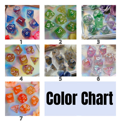Acrylic Dice ‌Colorful Filigree Polyhedral DnD D&D Dice Set