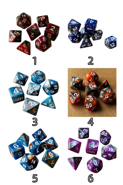 Acrylic Dice Duo-Tone Gold & Silver Polyhedral DnD D&D Dice Set
