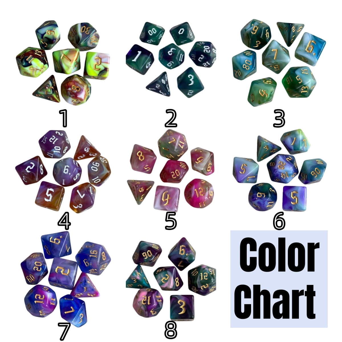 Acrylic Dice Quad-Tone Polyhedral DnD D&D Dice Set