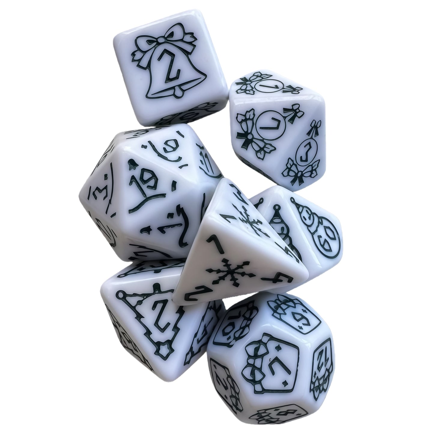 Acrylic Dice ‌Christmas Frosted White Polyhedral DnD D&D Dice Set