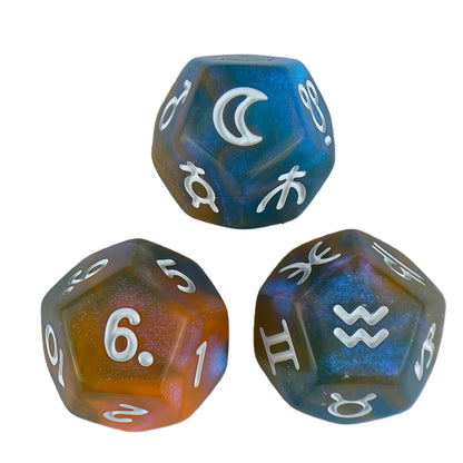 Acrylic Dice ‌12-Zodiac Polyhedral DnD D&D Dice Set