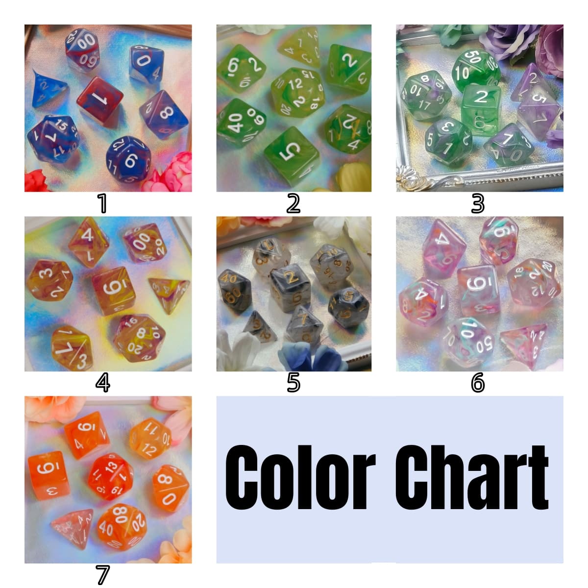 Acrylic Dice Retro Openwork Polyhedral DnD D&D Dice Set