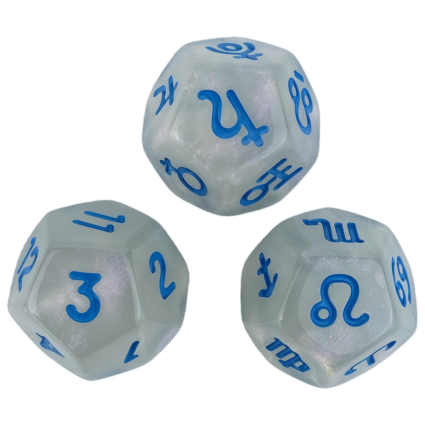 Acrylic Dice ‌12-Zodiac Polyhedral DnD D&D Dice Set