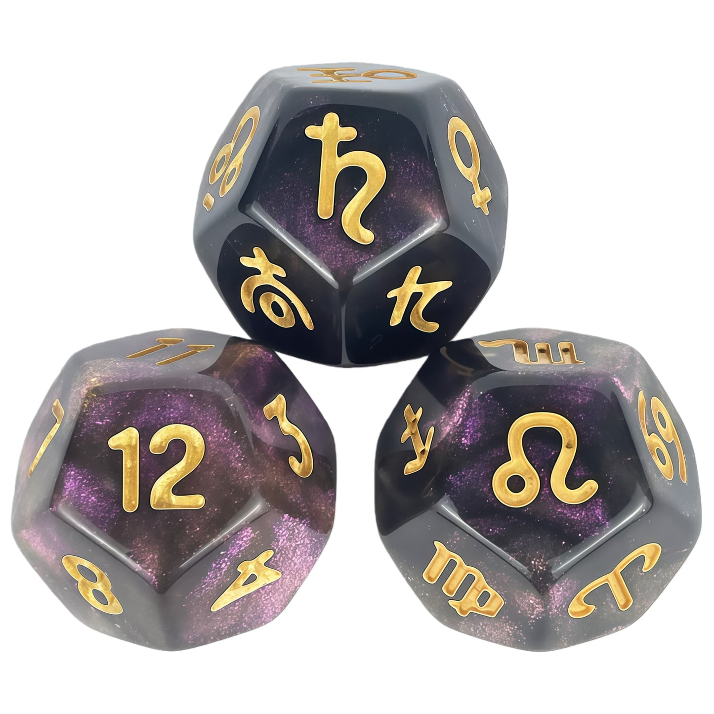 Acrylic Dice ‌12-Zodiac Polyhedral DnD D&D Dice Set