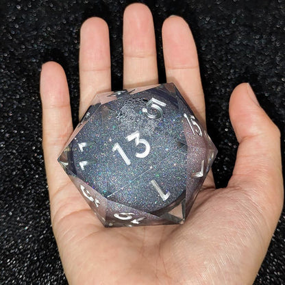Resin Dice ‌55mm D20 Resin Dice with Glitter Liquid Core‌ DnD D&D Dice Set