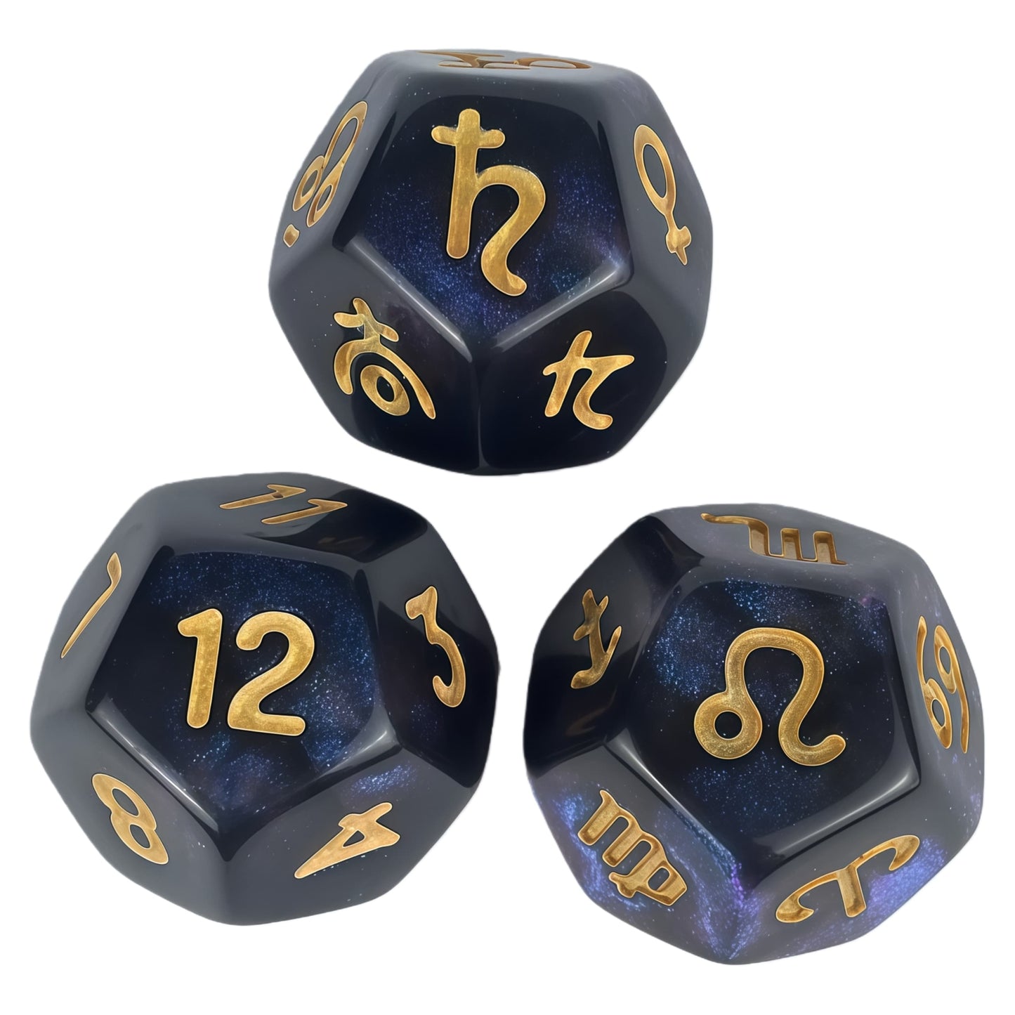 Acrylic Dice ‌12-Zodiac Polyhedral DnD D&D Dice Set