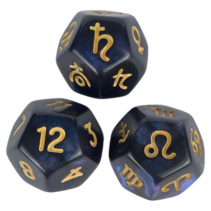 Acrylic Dice ‌12-Zodiac Polyhedral DnD D&D Dice Set