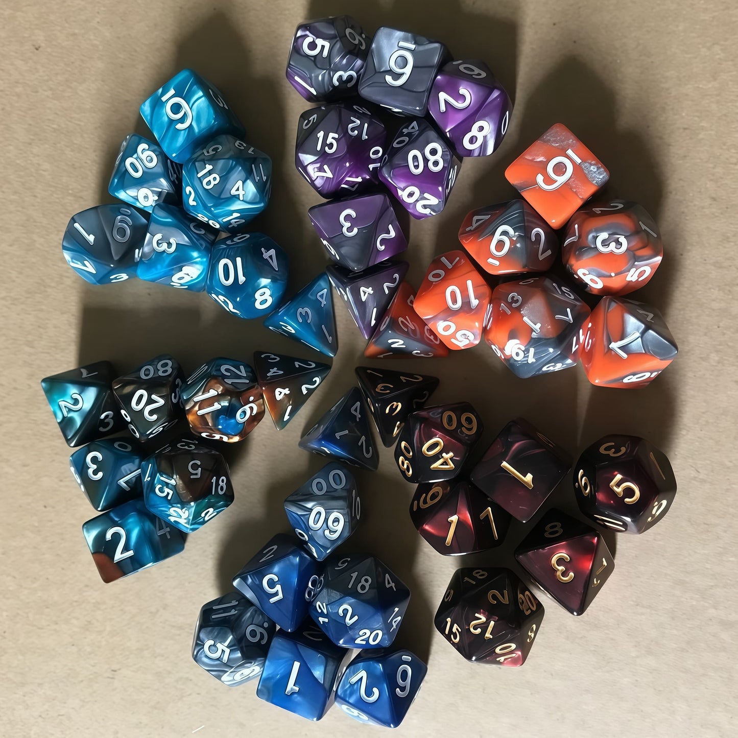 Acrylic Dice Duo-Tone Gold & Silver Polyhedral DnD D&D Dice Set