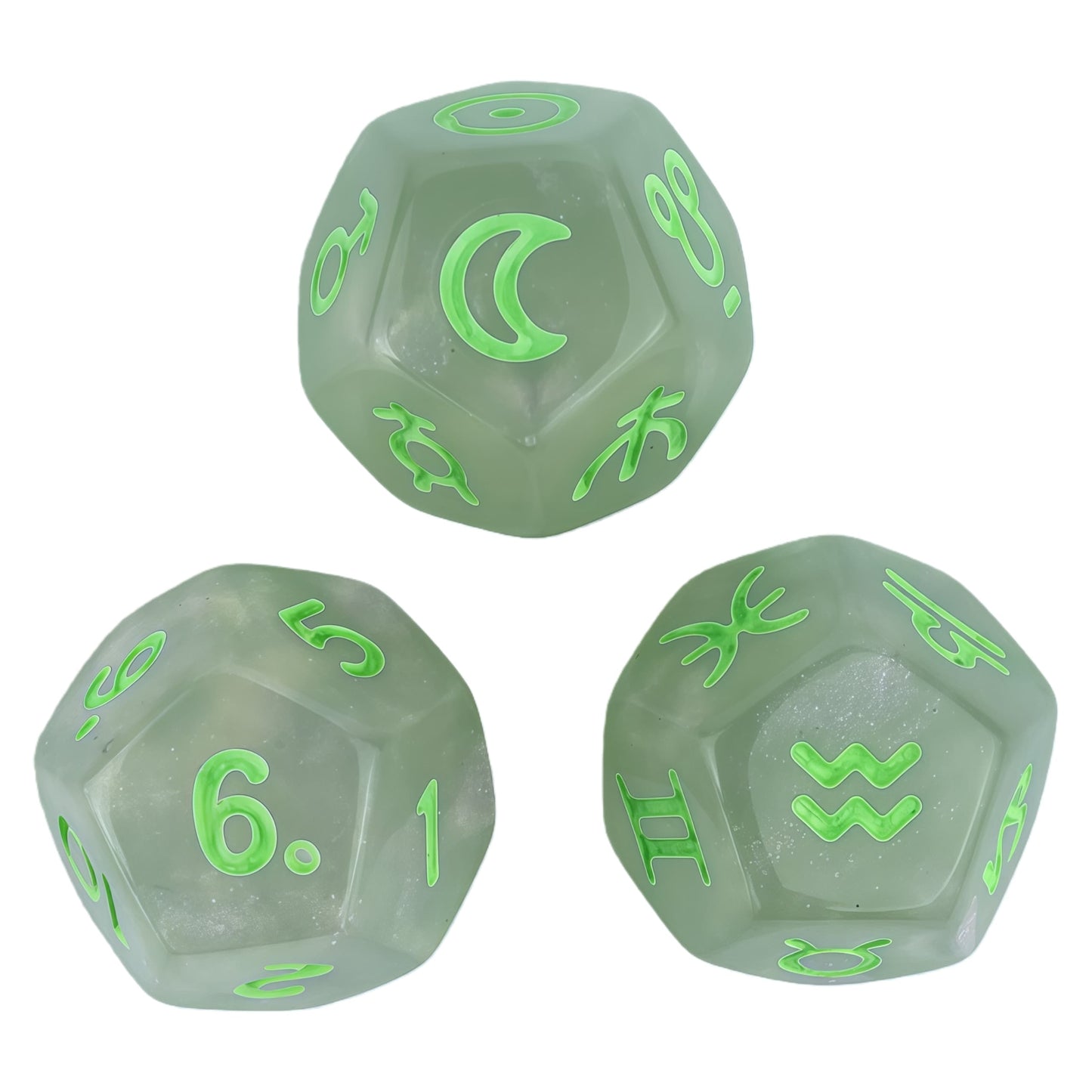 Acrylic Dice ‌12-Zodiac Polyhedral DnD D&D Dice Set