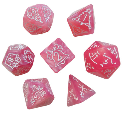 Acrylic Dice ‌‌Christmas Mother-of-Pearl Marbled Polyhedral DnD D&D Dice Set