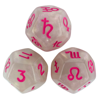 Acrylic Dice ‌12-Zodiac Polyhedral DnD D&D Dice Set