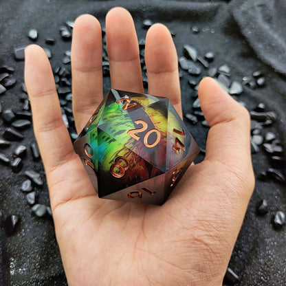 Resin Dice 55mm Resin Drifting Sand Dragon's Eye Design d20 DnD D&D Dice Set