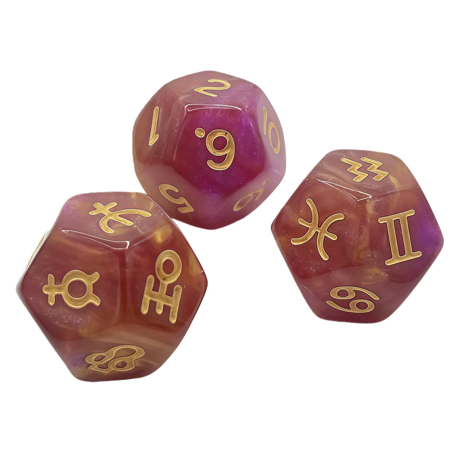 Acrylic Dice ‌12-Zodiac Polyhedral DnD D&D Dice Set