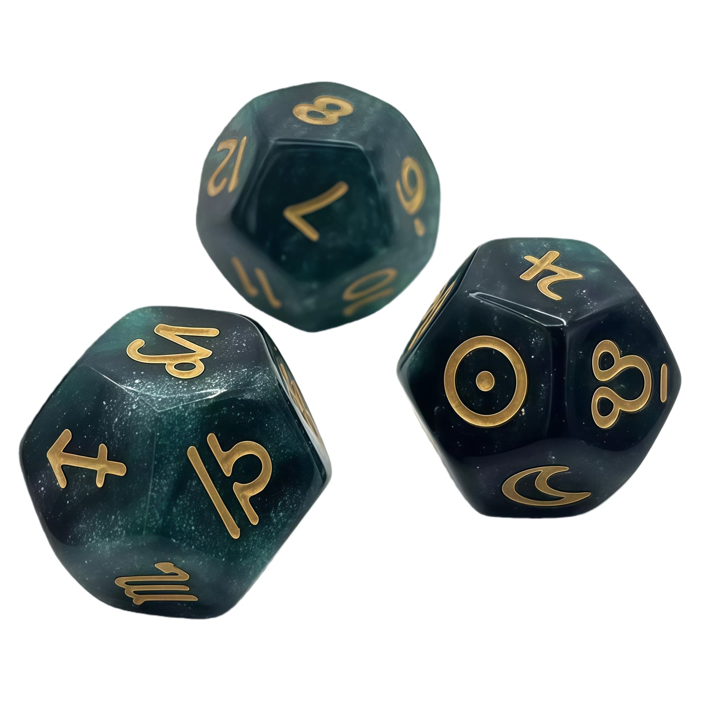 Acrylic Dice ‌12-Zodiac Polyhedral DnD D&D Dice Set