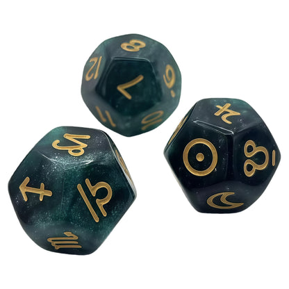 Acrylic Dice ‌12-Zodiac Polyhedral DnD D&D Dice Set