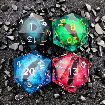 Resin Dice 55mm Resin Drifting Sand Dragon's Eye Design d20 DnD D&D Dice Set
