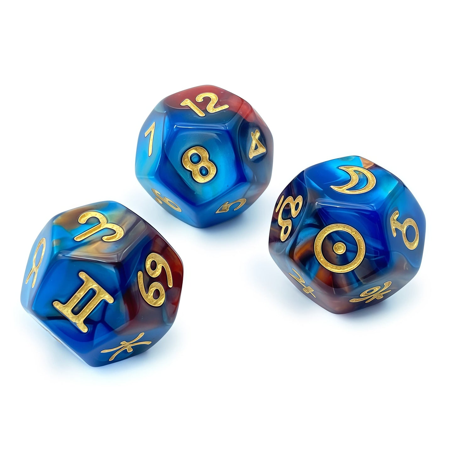 Acrylic Dice ‌12-Zodiac Polyhedral DnD D&D Dice Set