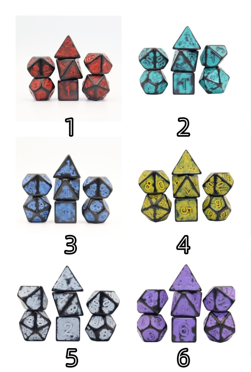 Acrylic Dice Antique Black Speckled Polyhedral DnD D&D Dice Set