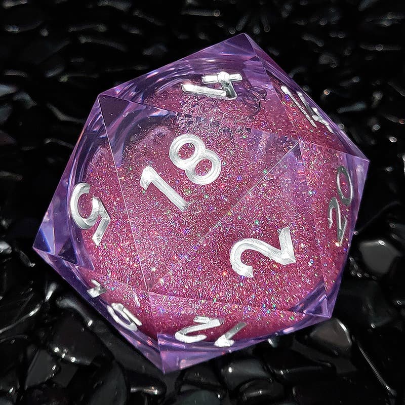 Resin Dice ‌55mm D20 Resin Dice with Glitter Liquid Core‌ DnD D&D Dice Set